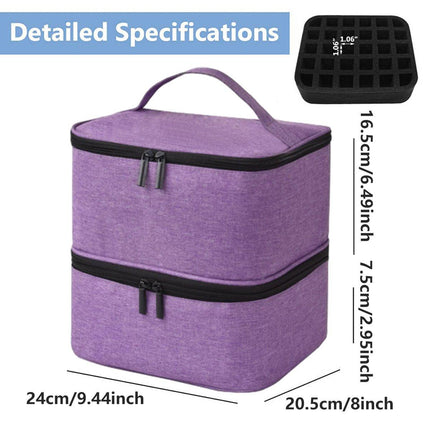 Portable Double Layer Nail Polish Essential Oil Storage Bag Travel Organizer