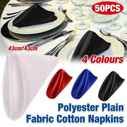 50PCS Polyester Plain Fabric Cotton Napkins For Wedding Cloth pc Table Dinner - Aimall