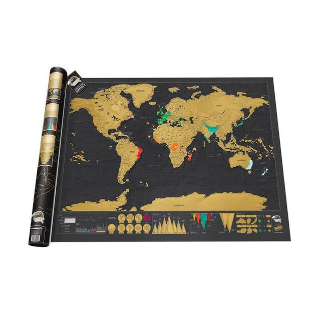 Deluxe Scratch off world Map Interactive large Poster Atlas Travel Decor Gift - Aimall