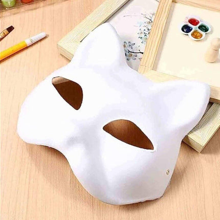 3PCS White Cat Face Mask DIY Blank Hand Painted Craft Masks Party Art