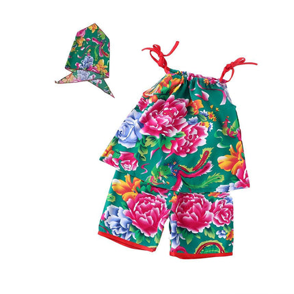 Children Cotton Summer Pajamas Set Short Sleeve Pants Boys Girls Colourful