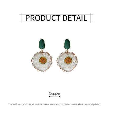 Elegant Handmade Earring Real Dried Flowers High-Grade Fashion Jewelry