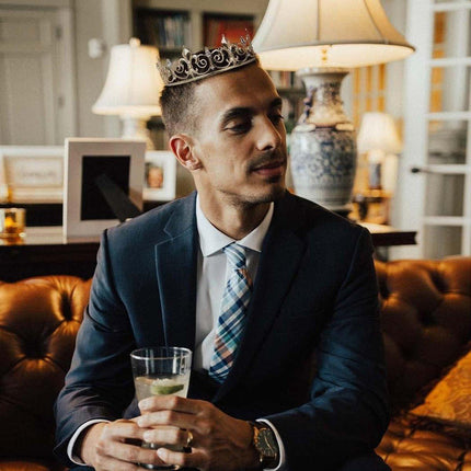 Gold King Crown Alloy Royal King Crown for Men Full Round Crowns Wedding