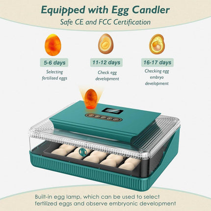 Fully Automatic Egg Incubator New 25 Capacity LED Display for Hen Duck Quail