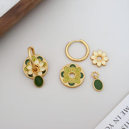 Chinese Vintage Colourful Flower Earrings Spring Jewelry for Women Fashion