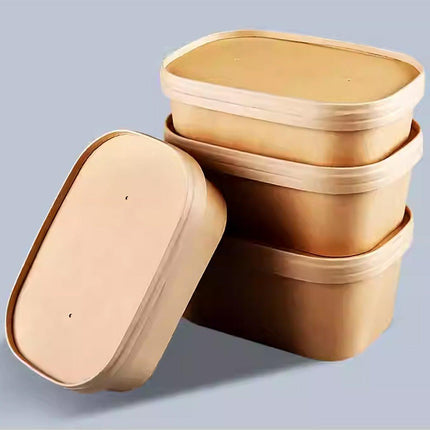 50pcs Kraft Lunch Boxes Picnic Bento Light Lunch Boxes Eco Friendly Containers