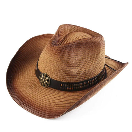 Outdoor Western Cowboy Hat Unisex Straw Hat Visor Hats Big Wide Brim Hat Summer