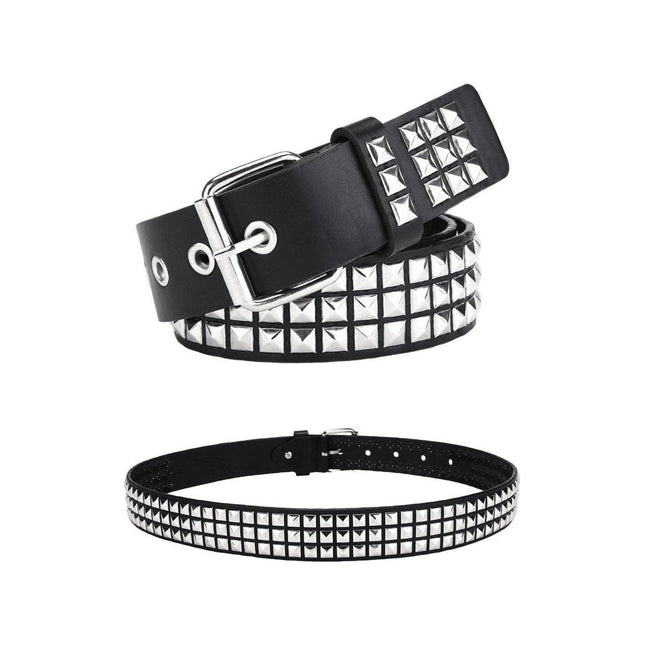 2PCS Square Rivet Belt Punk Style Jeans Waist Belt for Men and Women Fashion