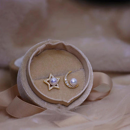 Star and Moon Asymmetric Stud Earrings Fashion Jewelry for Women Accessories