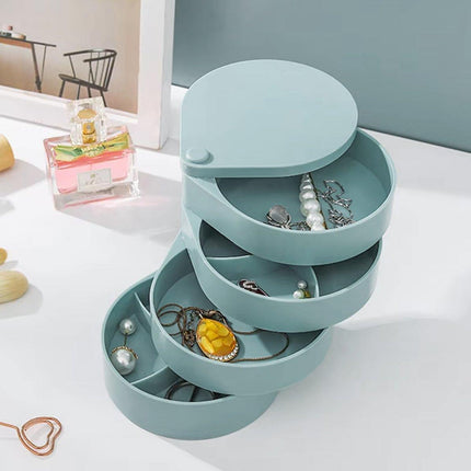 Rotating Jewelry Storage Box Cute 4 Layer Large Capacity Display Stand Organizer