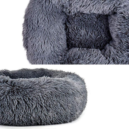 Purple Cat Bed Pet Bed Dog Donut Nest Calming Deep Sleeping Soft Plush Kennel Washable - Aimall