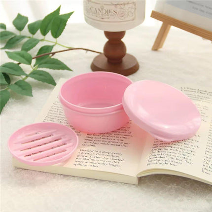 4PCS Round Portable Bathroom Soap Box Lid Travel Soap Holder Draining Soap Dish