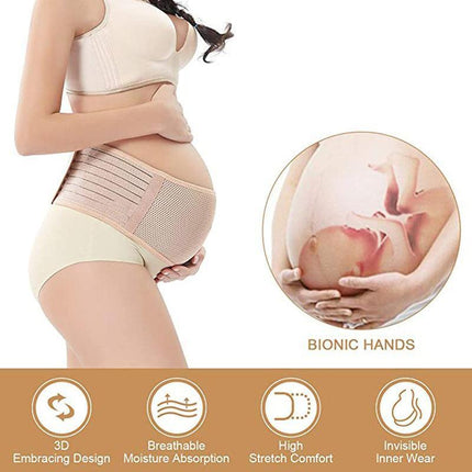 Pregnancy Belly Band Breathable Maternity Belt Back Pelvic Support Beige - Aimall