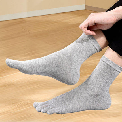 2Pairs Soft Sport Running Five Finger Toe Sock Elastic Short Solid Sock Men Grey