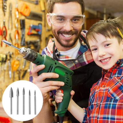 5Pcs Wood Carving Engraving Drill Bits Set Milling Cutter For Dremel Rotary Tool - Aimall