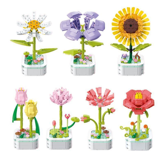 Block Bouquet Plant Building Block Plant Potted Bricks Bouquet 3D Model Toy - Aimall