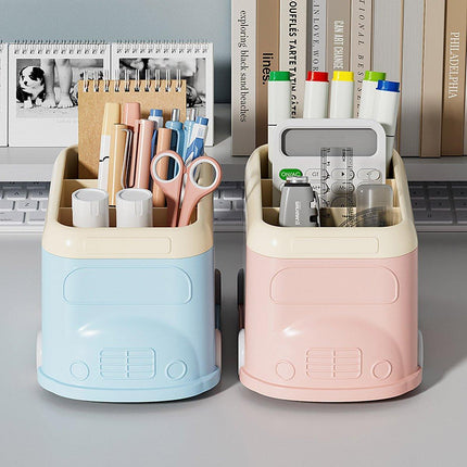 Cartoon Desktop Pen Holder Multi-Compartment Stationery Organizer Storage Box