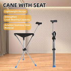 Stainless Steel Walking Stick with Seat Folding Cane Chair for Travel and Outdoor Use