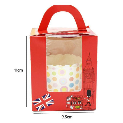 50x Assorted Color Muffin Cake Boxes with Clear Window & Handle High Quality
