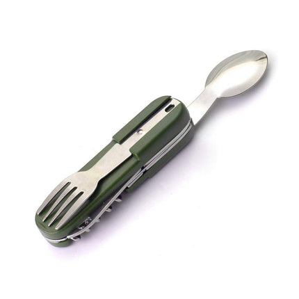 6in1 Portable Folding Knife Fork Spoon Set Outdoor Multi Functional Tableware