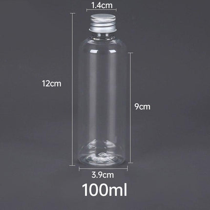 50/100pcs Clear Plastic Bottles with Aluminum Caps Liquid Dispenser Containers