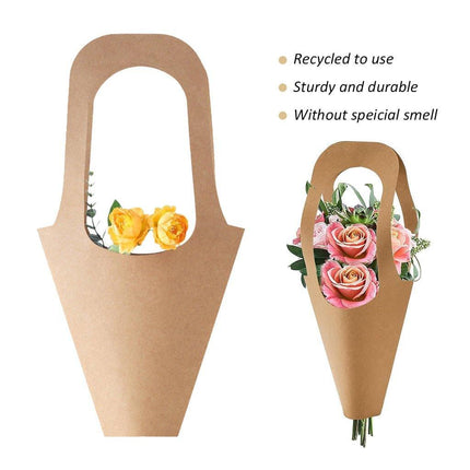 40pcs Kraft Paper Bouquet Bags Handheld Gift Valentine's Day Flower Packaging