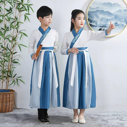 Traditional Chinese Conjoined Hanfu for Boys and Girls Elegant Festival Outfit