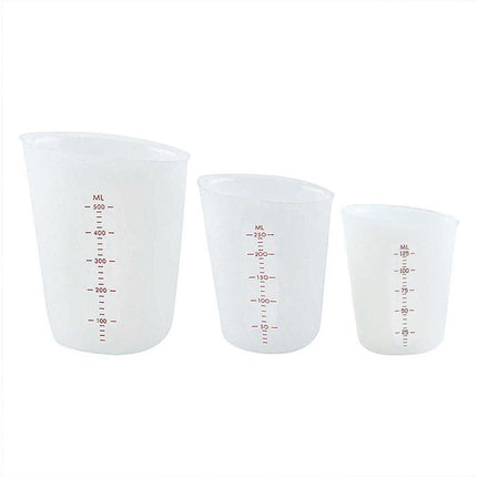 3PCS Silicone Measuring Cups 125ml 250ml 500ml Double Scale Baking Milk Cup Set
