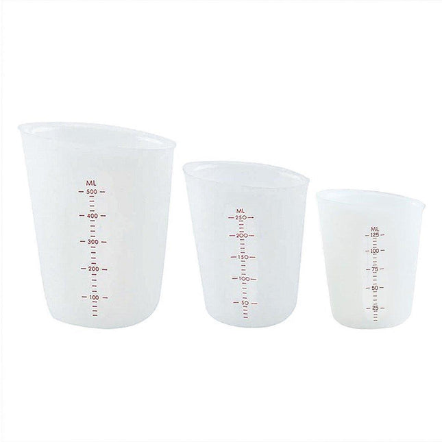 3PCS Silicone Measuring Cups 125ml 250ml 500ml Double Scale Baking Milk Cup Set