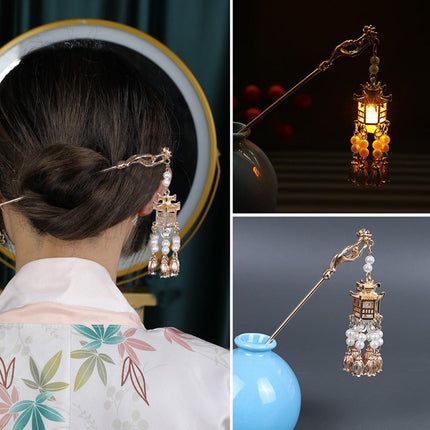 Flower Lantern Fringe Hairpin Hanfu Hair Accessories Vintage Chinese Hair Stick