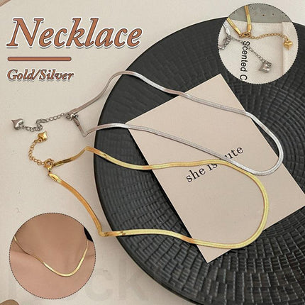 Titanium Steel Flat Snake Bone Necklace Chain Choker For Men Women Jewelry Gifts - Aimall