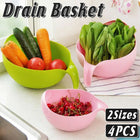 4pcs Multifunctional Plastic Rice Drainage Basket Vegetable Washing Basin Sieve
