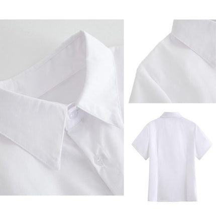 Japanese Women Girls JK Uniform Short Sleeve Shirts Tops Blouse Pleated Skirts - Aimall