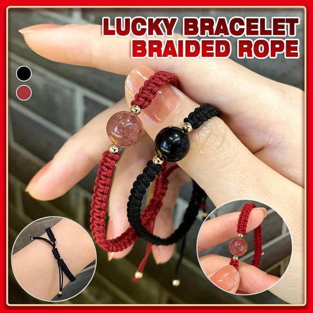 Crystal Peach Blossom Braided Rope Lucky Beads Bracelet Couples Women Men Gift - Aimall