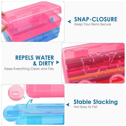 Large Capacity Transparent Plastic Pencil Case Multifunctional Student Art Box