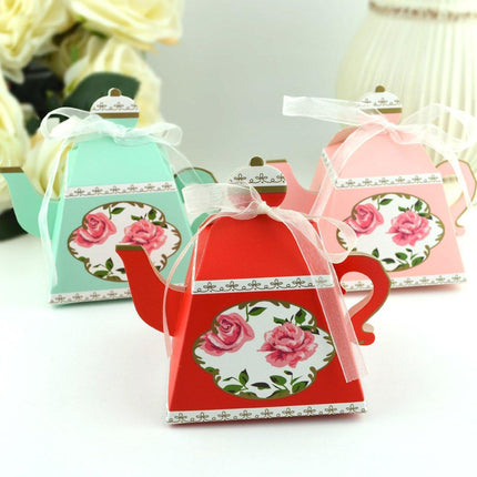 50Pcs Teapot Candy Boxes Wedding Favor Gift Packaging Tea Party Decorations