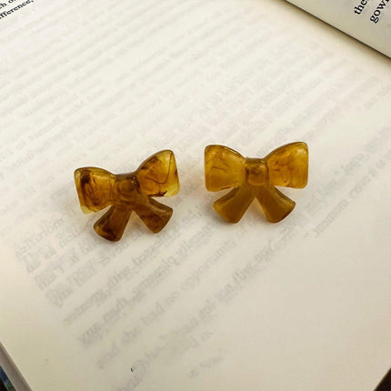 Brown Bow Earrings Artistic Jewelry for Girls Cute Trendy Fashion Accessory