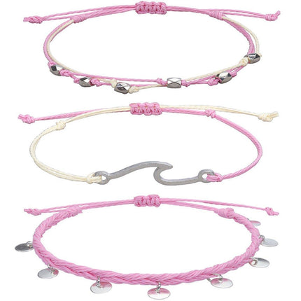 Boho Chic Woven Bracelet Anklet Adjustable Three Piece Beach Ornament