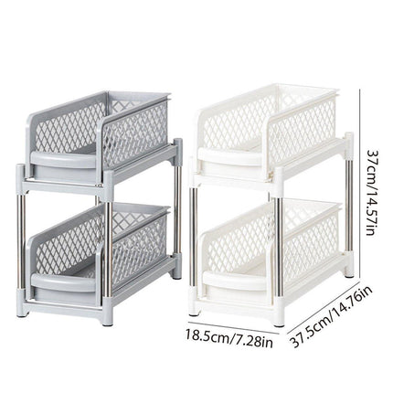 Bathroom Kitchen Sink Storage Rack Drawer Plastic Shelf Seasoning Holder