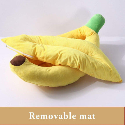Cute Banana Shape Pet Bed Winter Warm Dog Cat Kennel Cozy Pet Cartoon Bed Mat