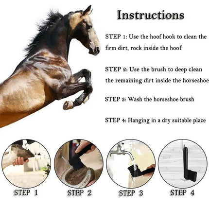 Horseshoe Cleaning Hook Brush Equestrian Horse Hoof Care Grooming Tools Supplies