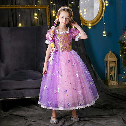 Long Hair Princess Dress Snow White Purple Dress AU - Aimall
