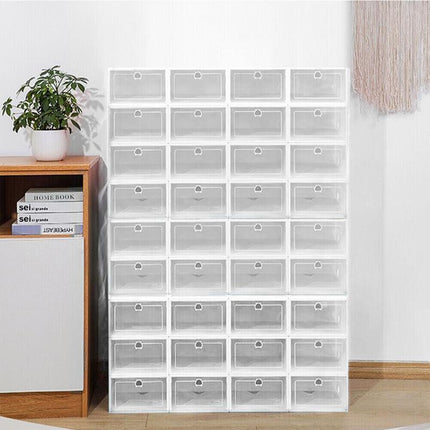12PCS Shoe Box Storage Case Clear Boxes Foldable Stackable Transparent Organizer - Aimall