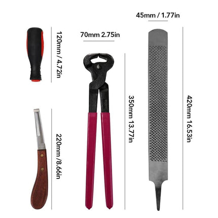 14 Inch Shoe Repair Tool Set Pliers Knife File Horseshoe Shear Hoof Trimming Kit