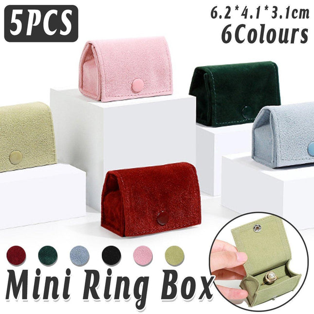 5pcs Portable Mini Jewelry Ring Box Travel Storage Case Small Jewelry Organizer