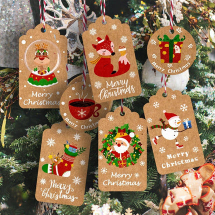 50PCS Christmas Kraft Paper Gift Tags Vintage Holiday Party Card Packaging Decor