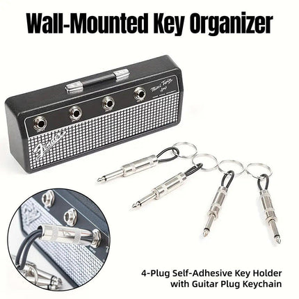 Guitar Shaped Wall Mounted Key Holder Decorative Storage Rack Home Organiser