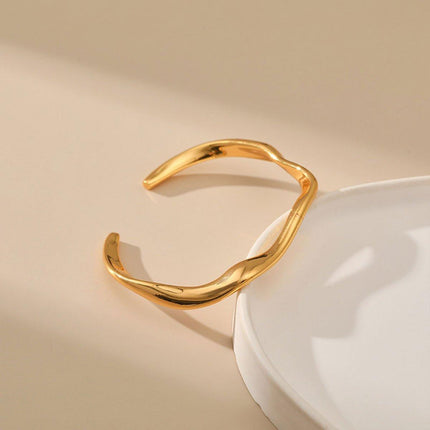 Minimalist Plain Solid Ring Bracelet Women Fashion Simple Open Cuff Bangle