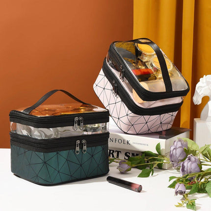 Portable Double-Layer Large Capacity Waterproof Cosmetic Bag Travel Toiletry Bag