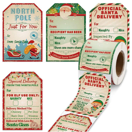 2 Rolls Christmas Stickers Labels Holiday Gift Wrapping Decoration Supplies